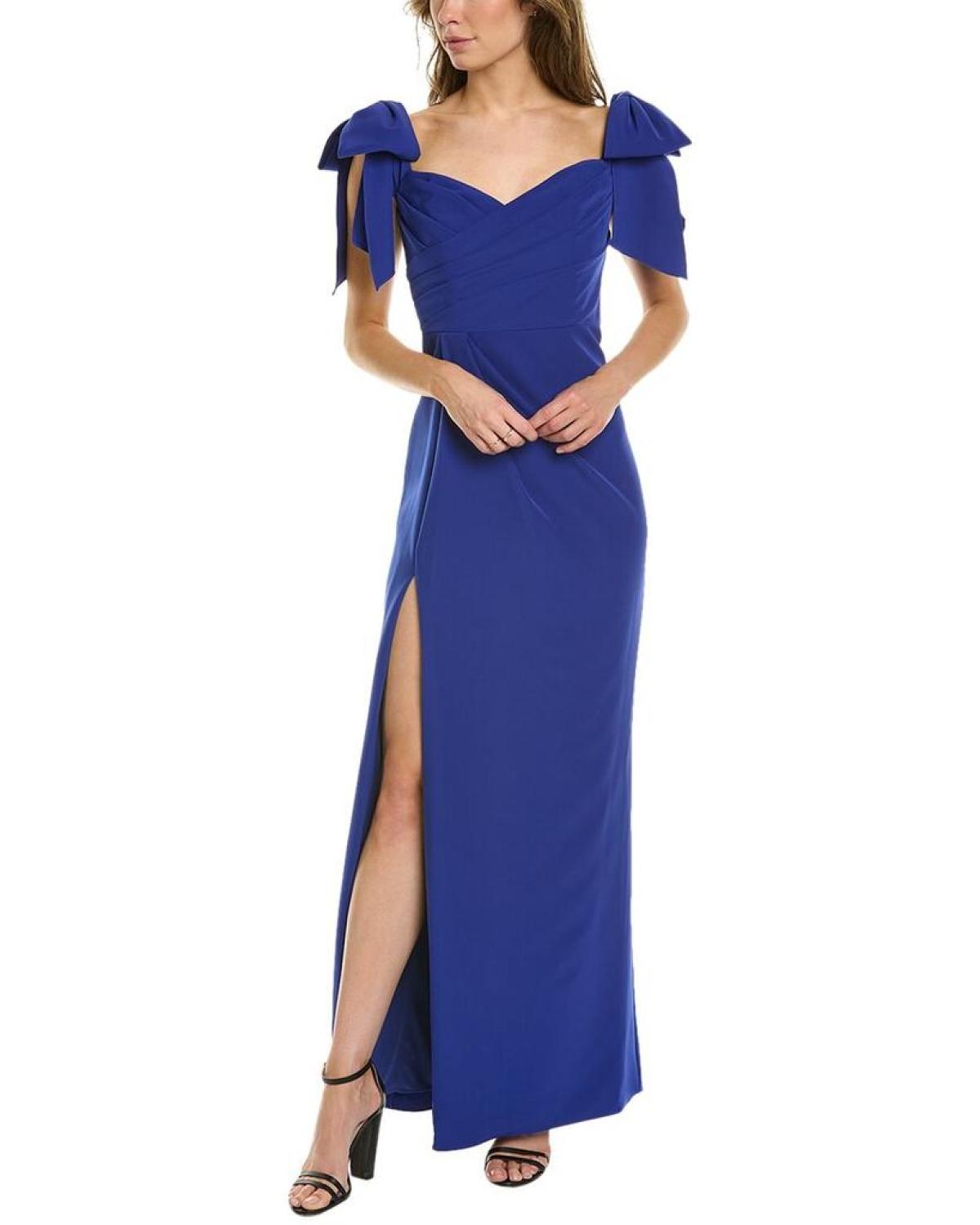 Marchesa Notte Pleated Column Gown