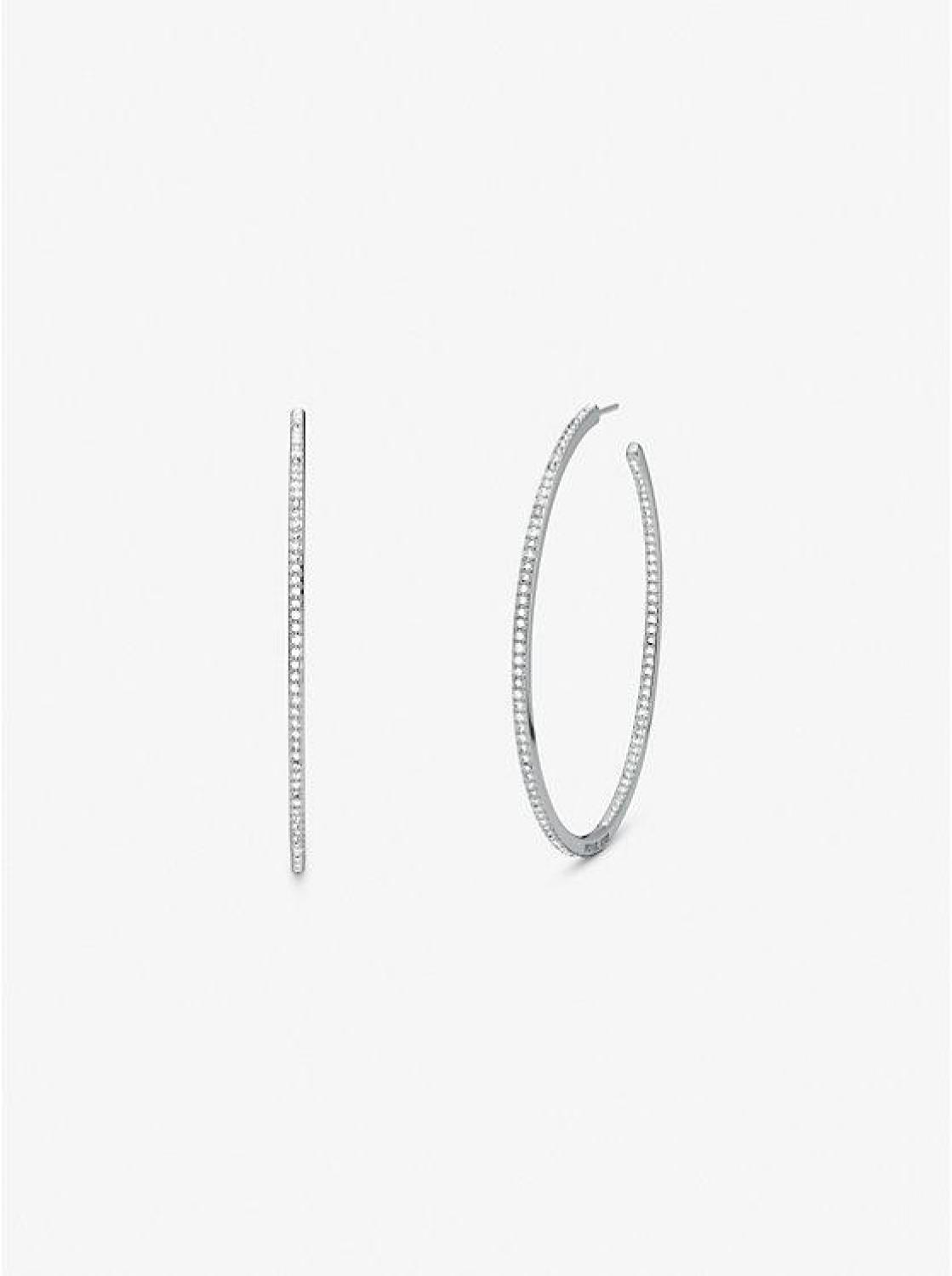 Precious Metal-Plated Brass Pavé Hoop Earrings