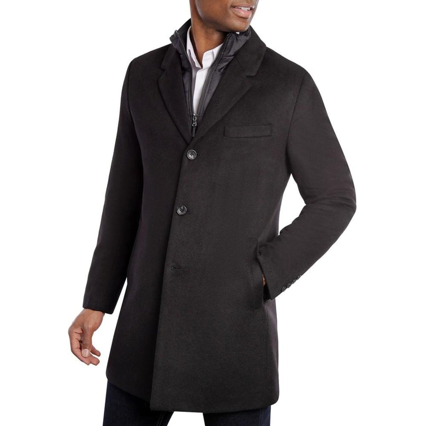 Michael Kors Men's Water-Resistant Slim-Fit Overcoat with Zip-Out Liner
