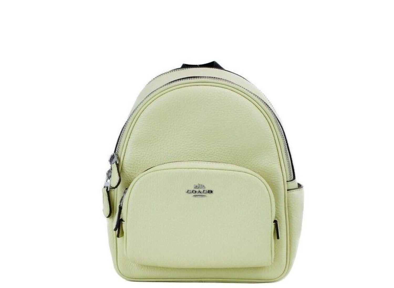 coach backpack for ladies COACH Mini Court Pale Lime Pebbled Leather Shoulder Backpack Bag
