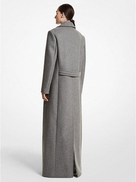 Wool Melton Paillette-Lined Maxi Coat