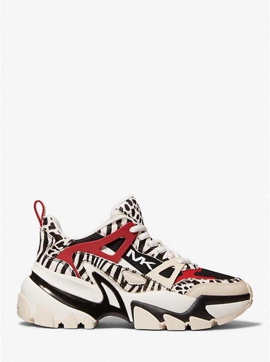 Nick Animal Print Calf Hair and Mesh Trainer