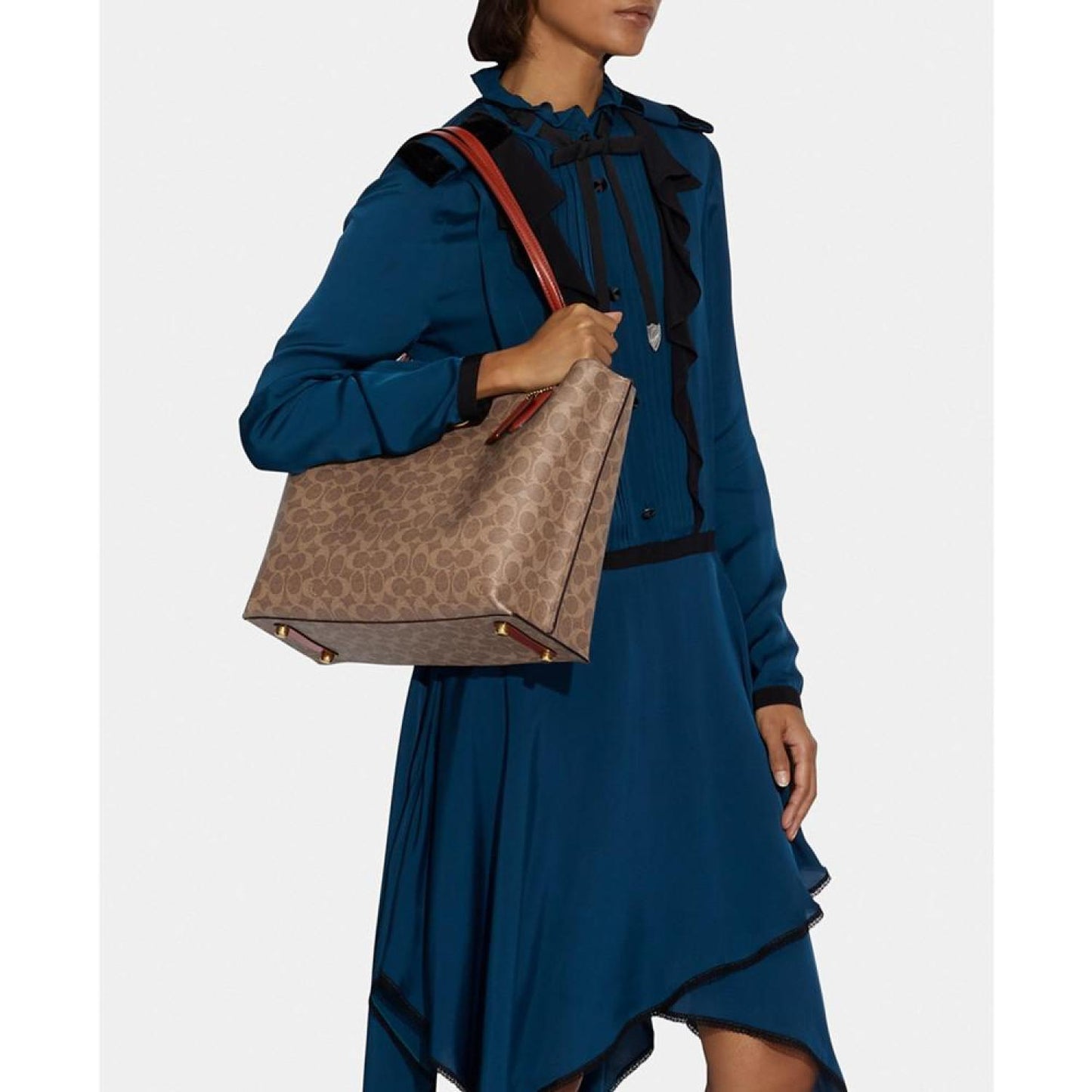 Signature Coated Canvas Willow Tote with Interior Zip Pocket