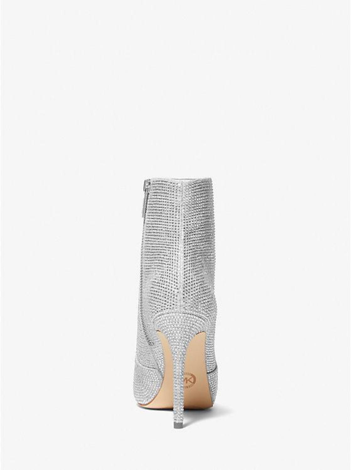 Rue Embellished Glitter Chain-Mesh Ankle Boot
