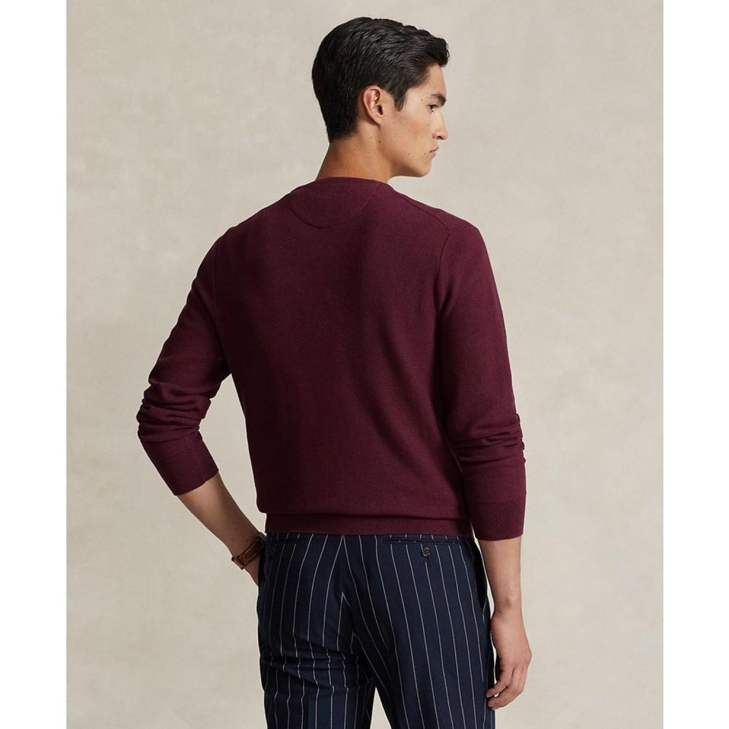 Men's Textured Cotton Crewneck Sweater