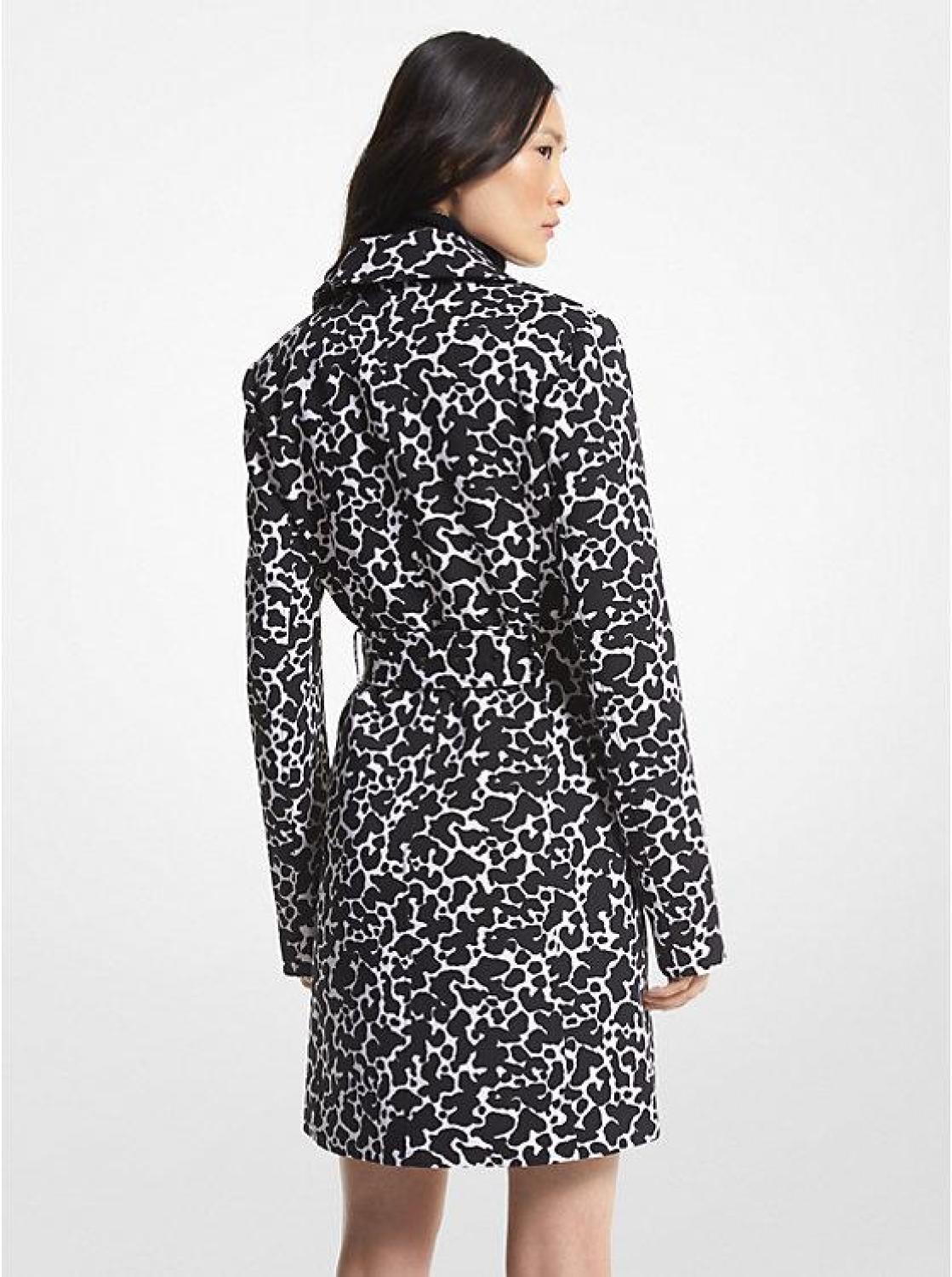 Animal Print Stretch Crepe Trench Coat