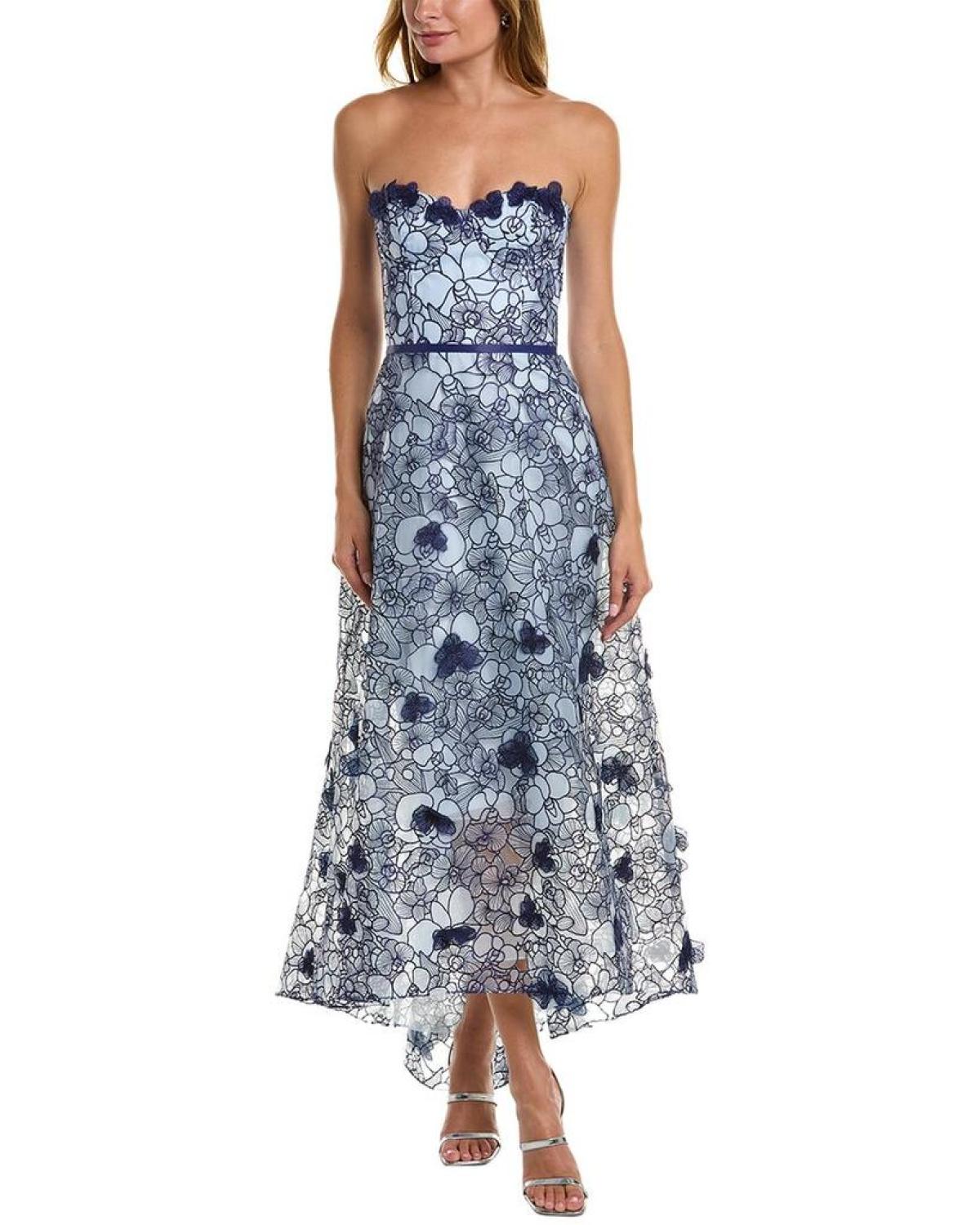 marchesa notte embroidered dress Marchesa Embroidered Floral Evening Gown