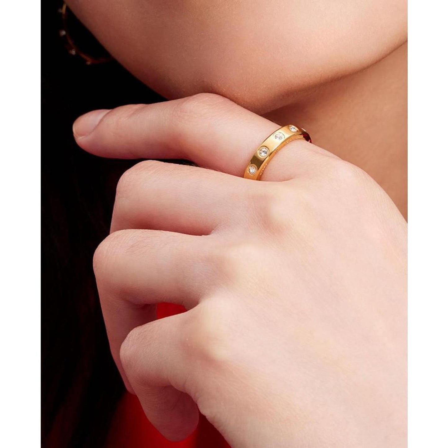 Gold-Tone Crystal Bezel Stack Ring
