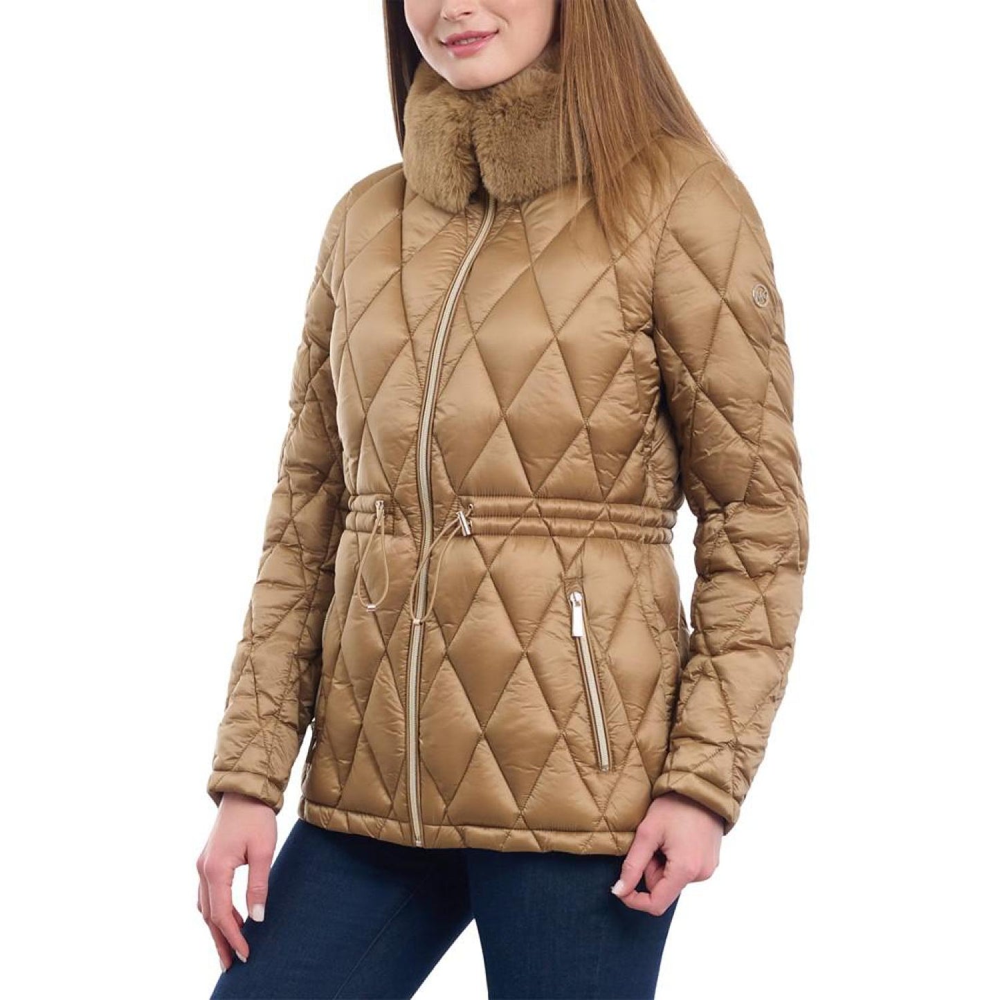 Women's Quilted Faux-Fur-Collar Anorak Puffer Coat