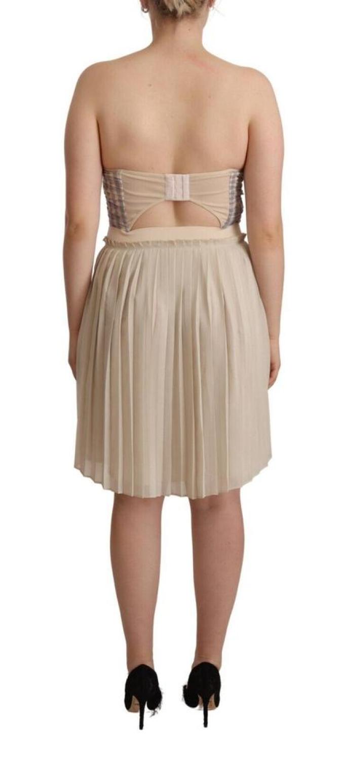 Guess Checke Pleated A-line Strapless Bustier Women's Dress