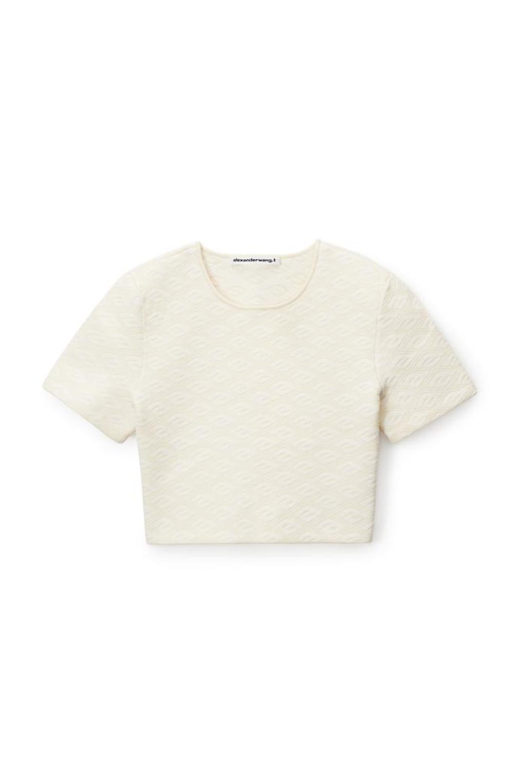 Cropped Tee In Compact Jacquard
