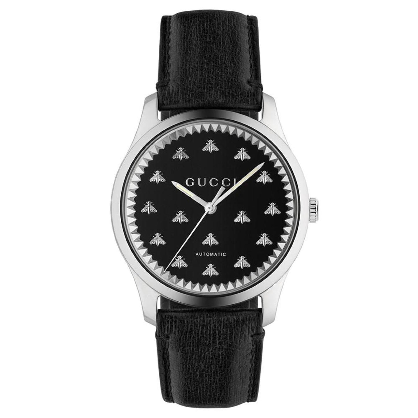 Men's Swiss Automatic G-Timeless Black Leather Strap Watch 42mm