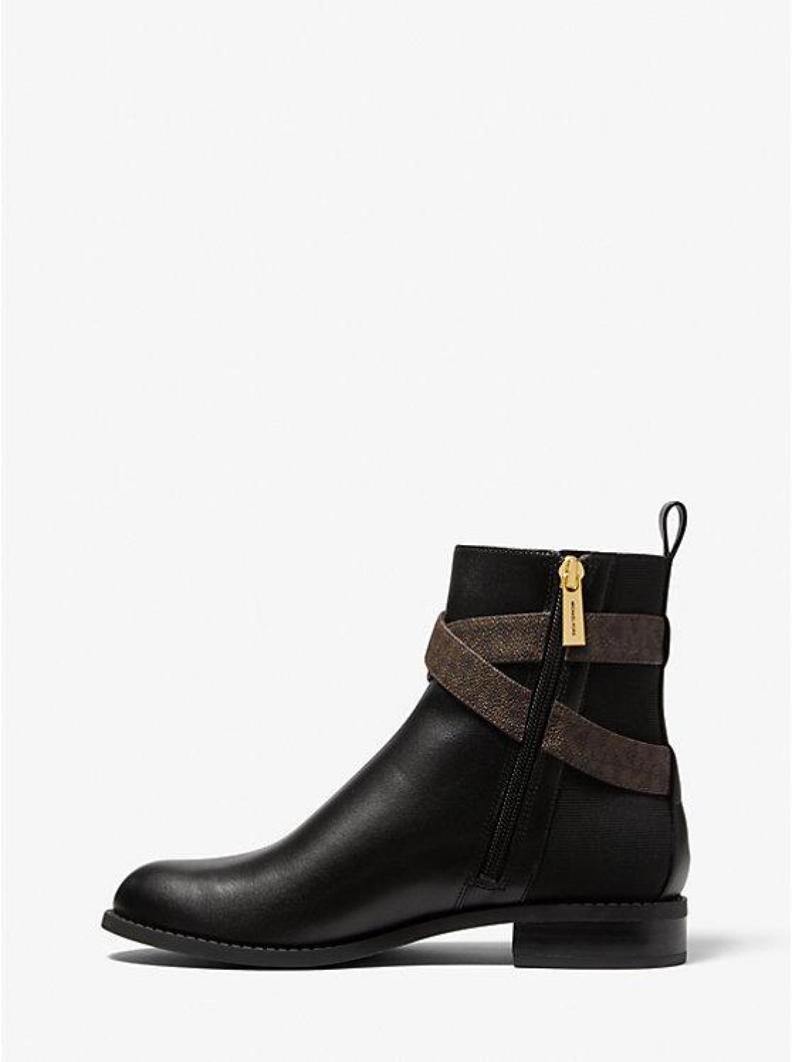 Rory Faux Leather and Stretch Knit Ankle Boot