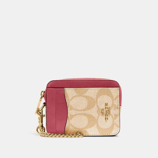 Coach Outlet Zip Card Case In Signature Canvas