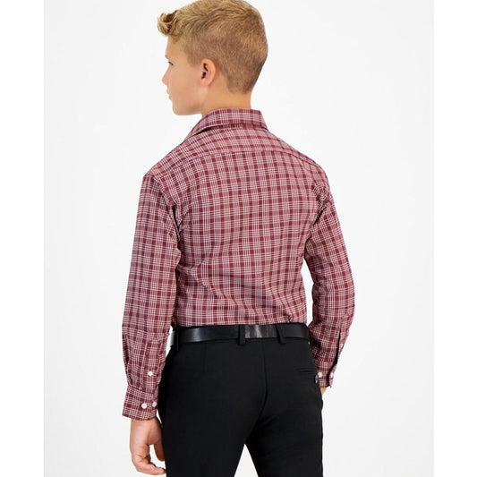 Big Boys Silver Classic Plaid Dress Shirt