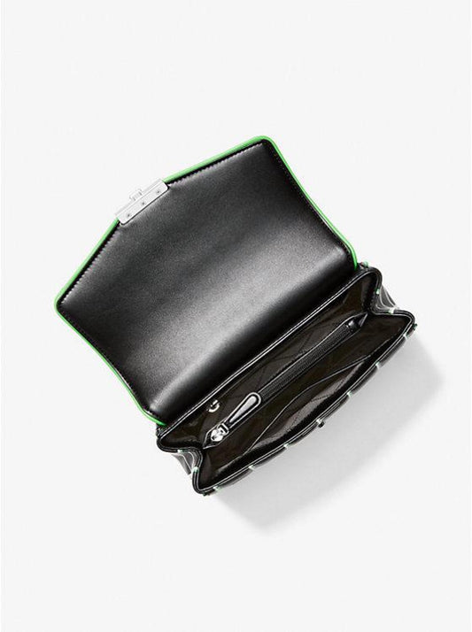 Soho Large Contrast Trim Quilted Faux Leather Shoulder Bag