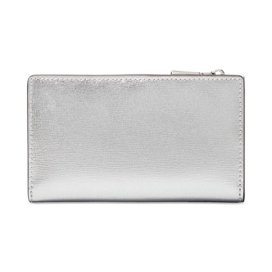 Shaken Not Stirred Embellished Metallic Saffiano Small Slim Bifold Wallet