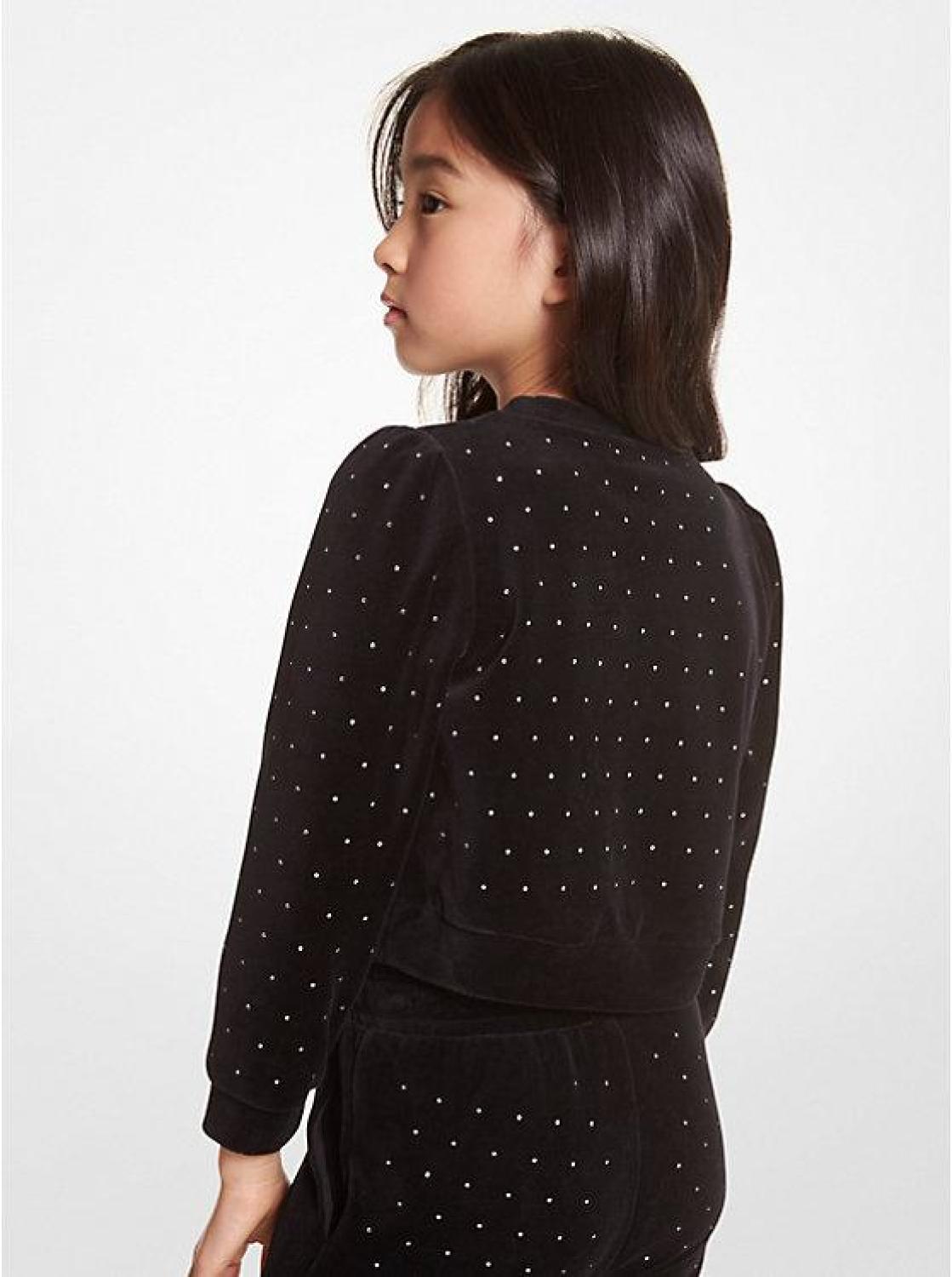 Crystal Embellished Velvet Sweatshirt