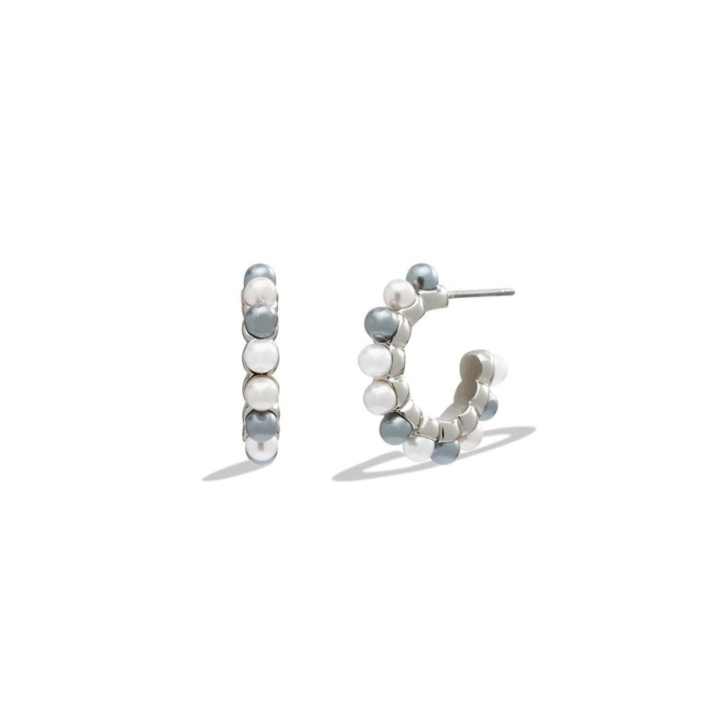 Mixed Pearl Huggie Earrings