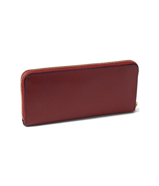 Smooth Leather Slim Accordion Zip
