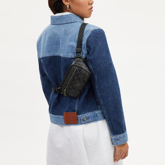 Coach Outlet Mini Belt Bag In Signature Canvas