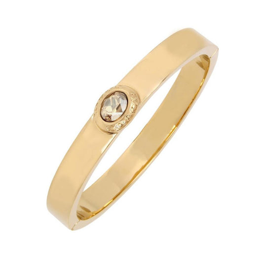 Signature Logo Stone Hinged Bangle Bracelet