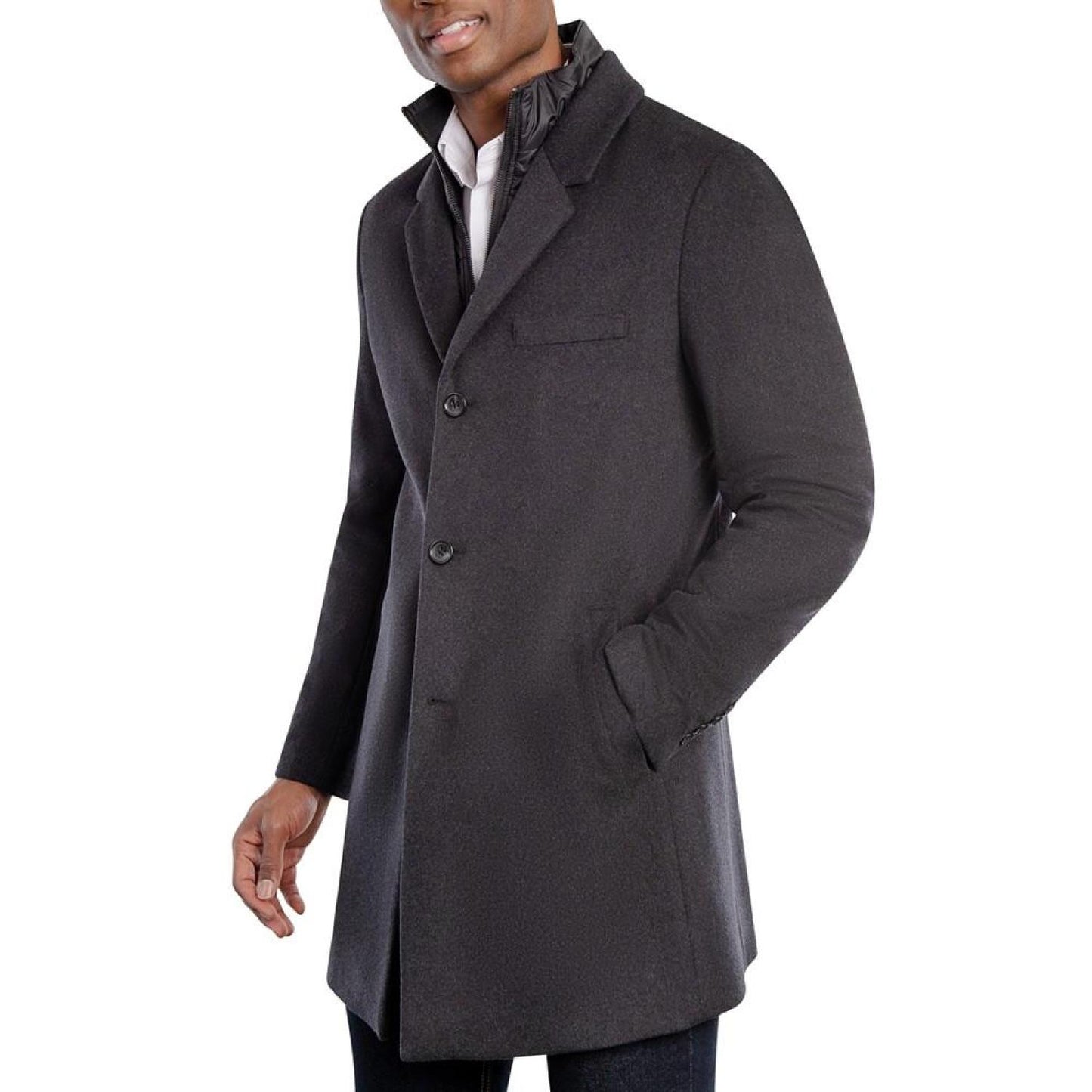 Michael Kors Men's Water-Resistant Slim-Fit Overcoat with Zip-Out Liner