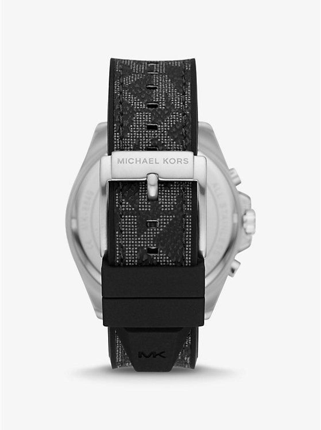 Oversized Brecken Logo and Silver-Tone Watch