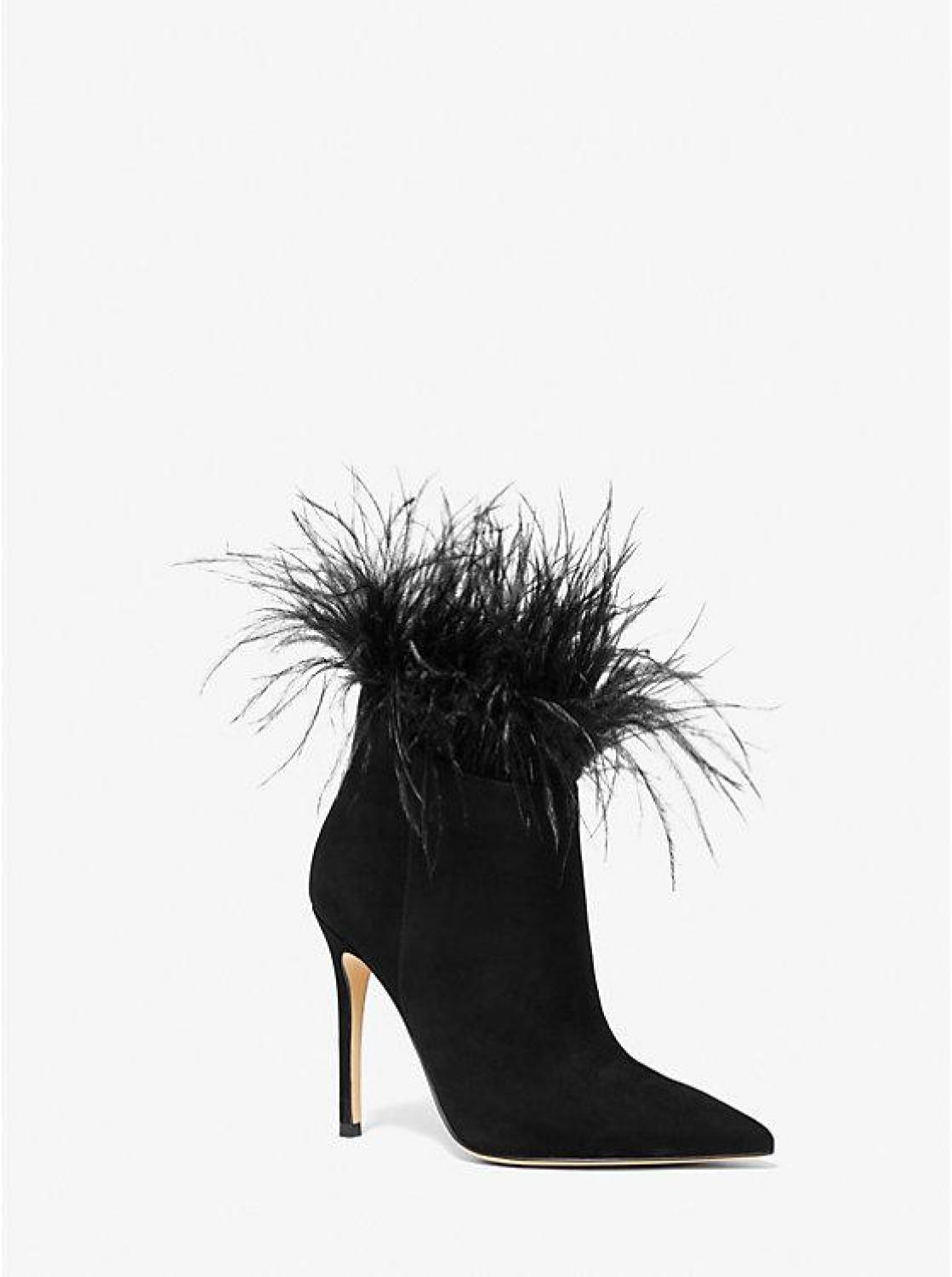 Whitby Feather Trim Suede Ankle Boot