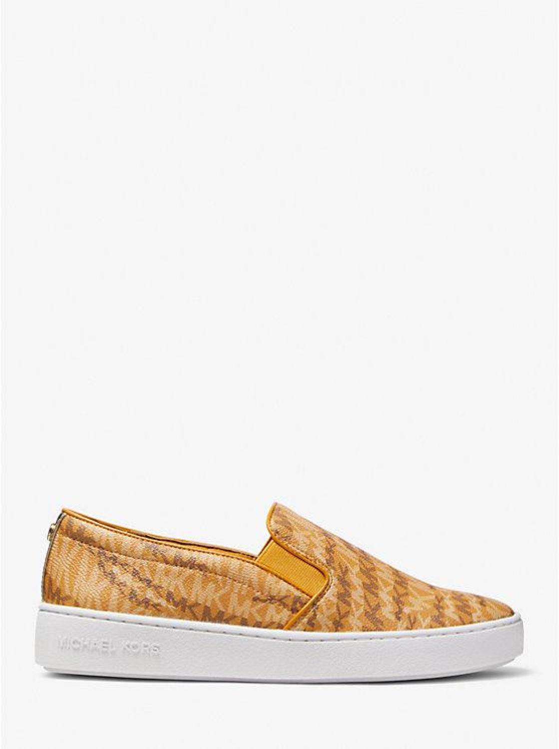 Keaton Animal Logo Print Leather Slip-On Sneaker