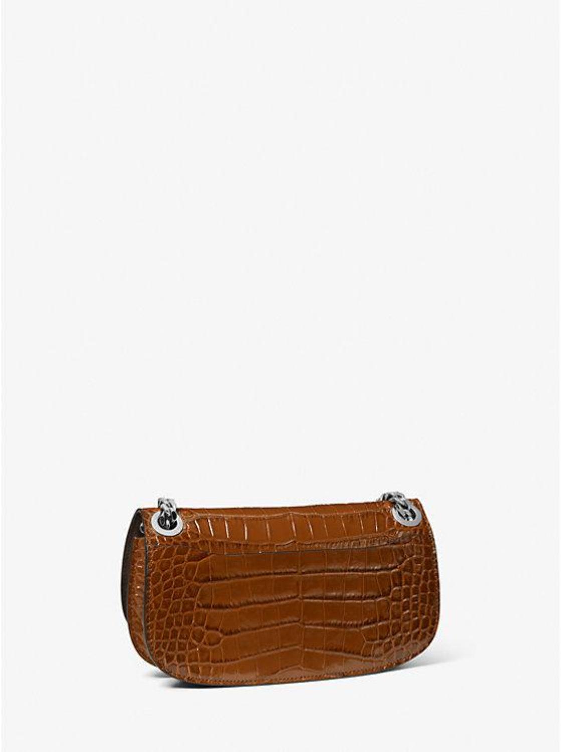 Christie Mini Crocodile Embossed Leather Envelope Bag