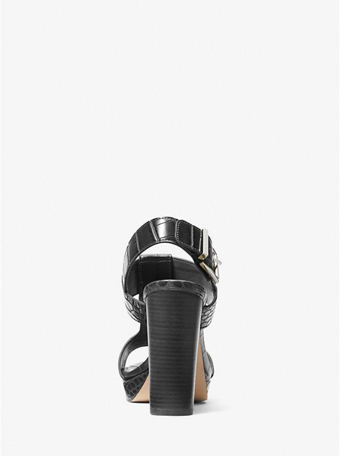 Becker Crocodile Embossed Faux Leather Platform Sandal