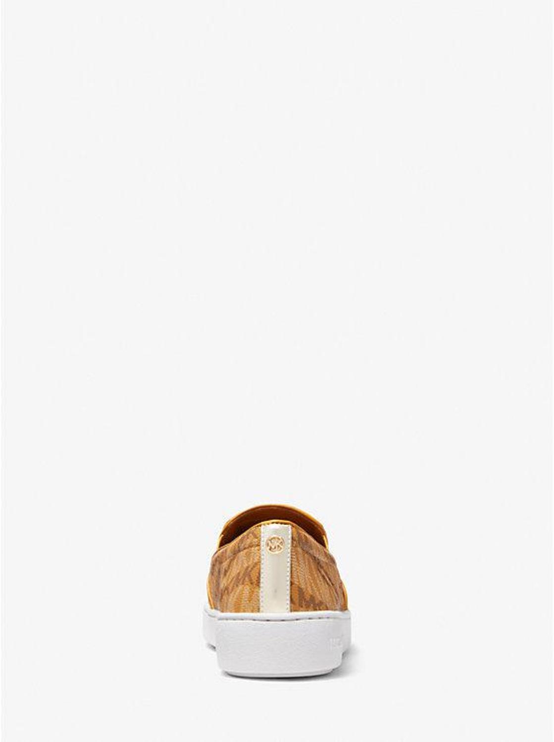 Keaton Animal Logo Print Leather Slip-On Sneaker