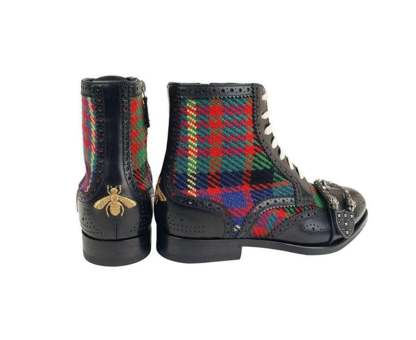 Gucci Men's Leather Checke Wool Boots (EU / US)