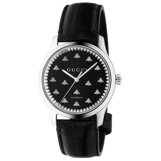 Men's Swiss Automatic G-Timeless Black Leather Strap Watch 42mm