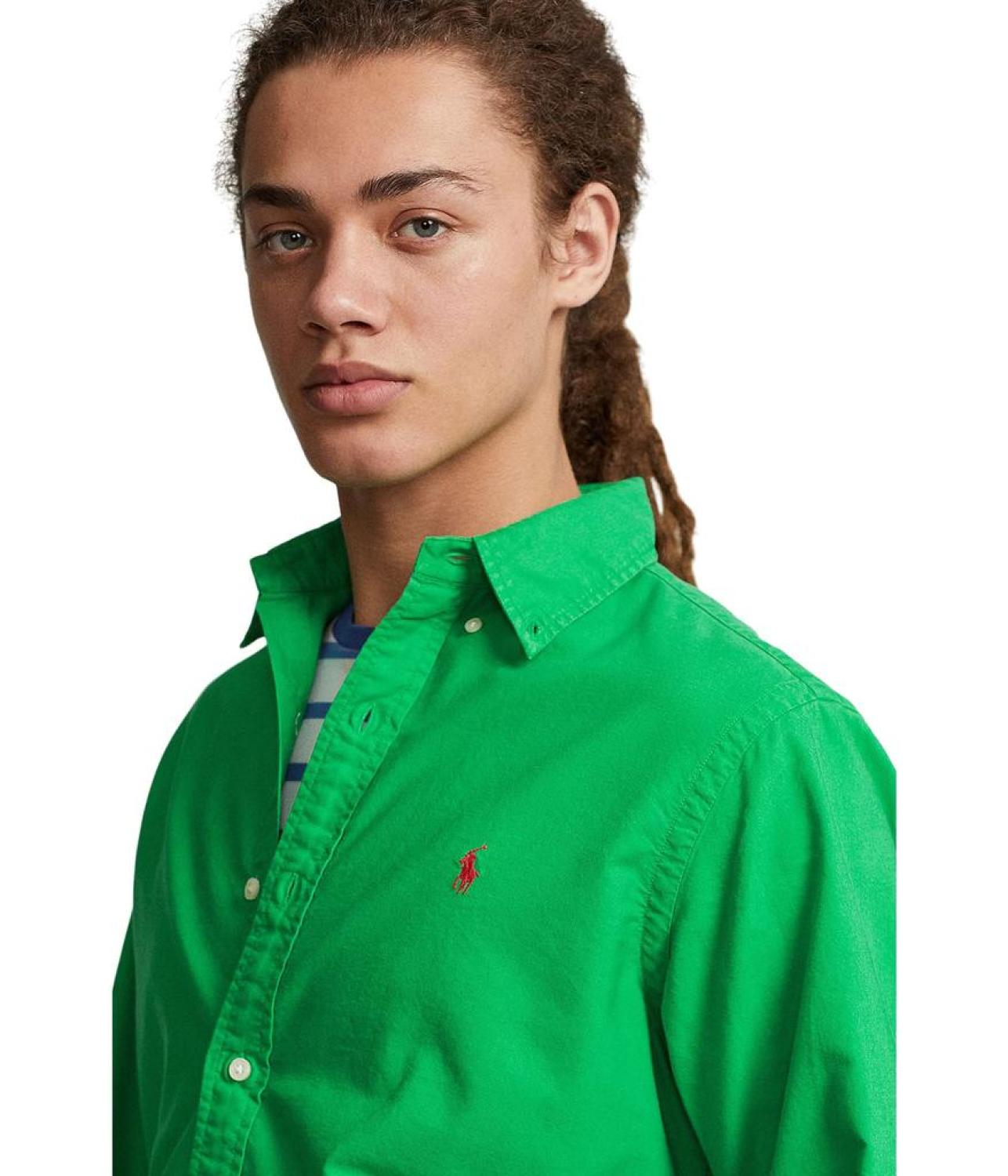 Classic Fit Long Sleeve Garment Dyed Oxford Shirt