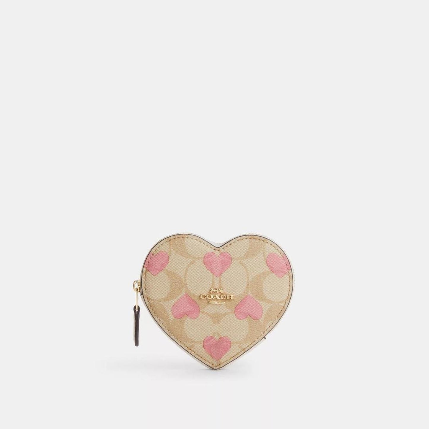 Coach Outlet Heart Coin Case In Signature Canvas With Heart Print