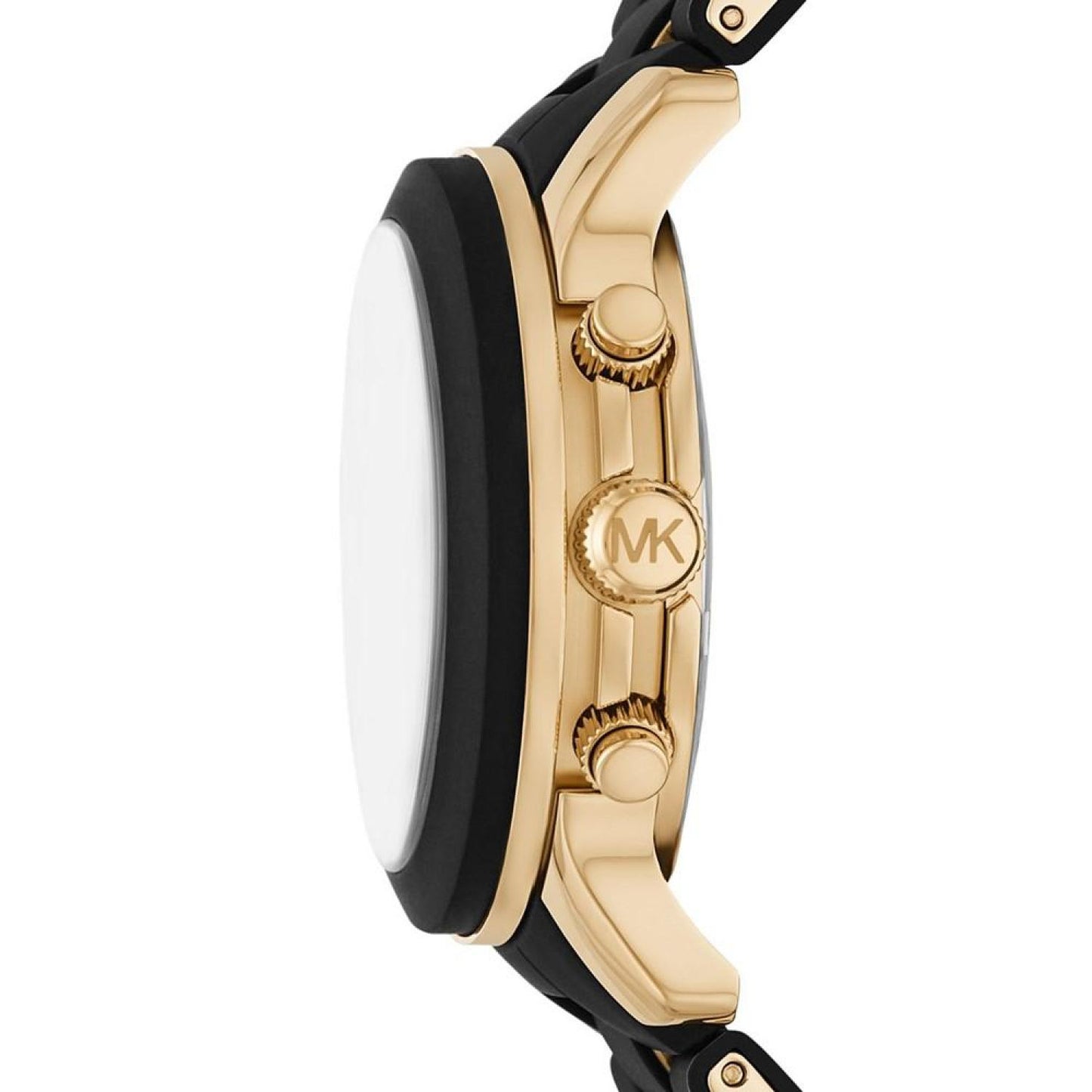 Women's Runway Quartz Chronograph Gold-Tone Stainless Steel and Black Silicone Watch 38mm