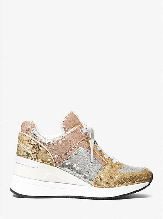 Georgie Color-Block Sequined Canvas Trainer
