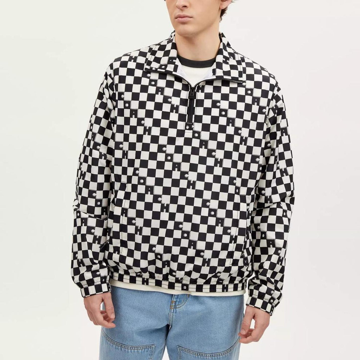 Coach Outlet Checkerboard Quarter Zip Windbreaker
