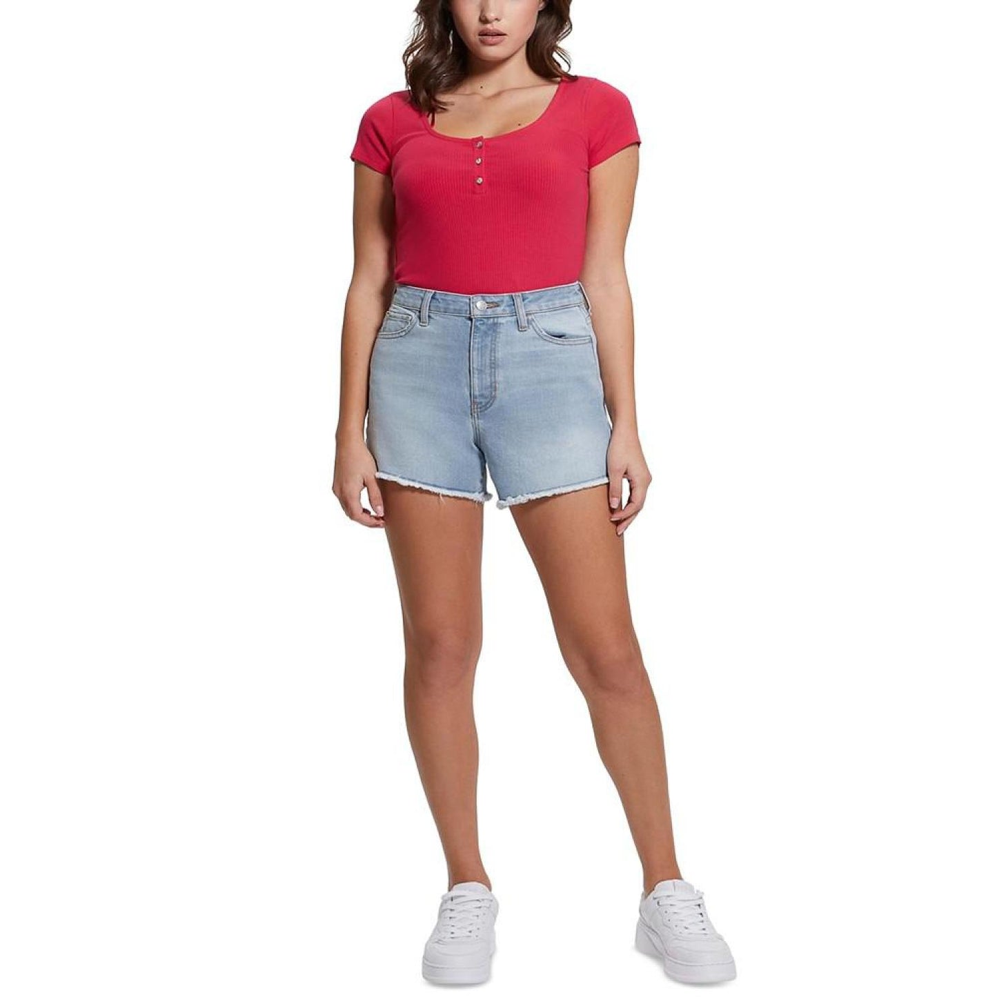 WOMEN'S Karlee Jewel-Button Ribbed Henley Top