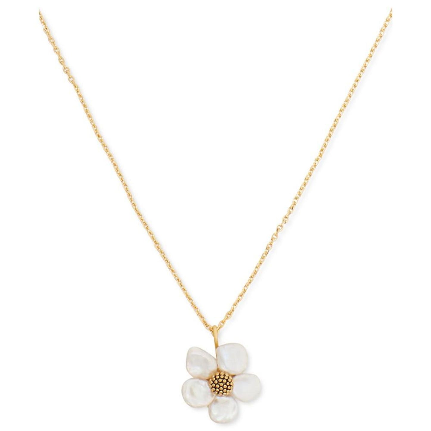 Gold-Tone Freshwater Pearl (8-9mm) Flower Pendant Necklace, 16" + 3" extender