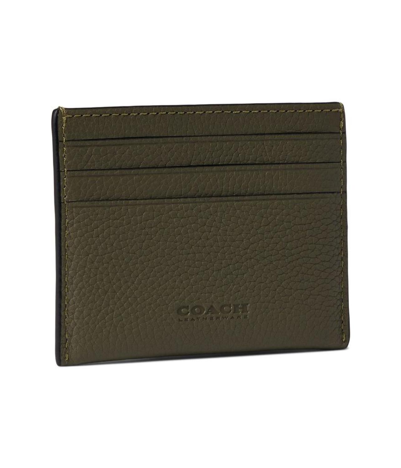 Flat Card Case in Pebble Leather w/ Sculpted C Hardware Branding