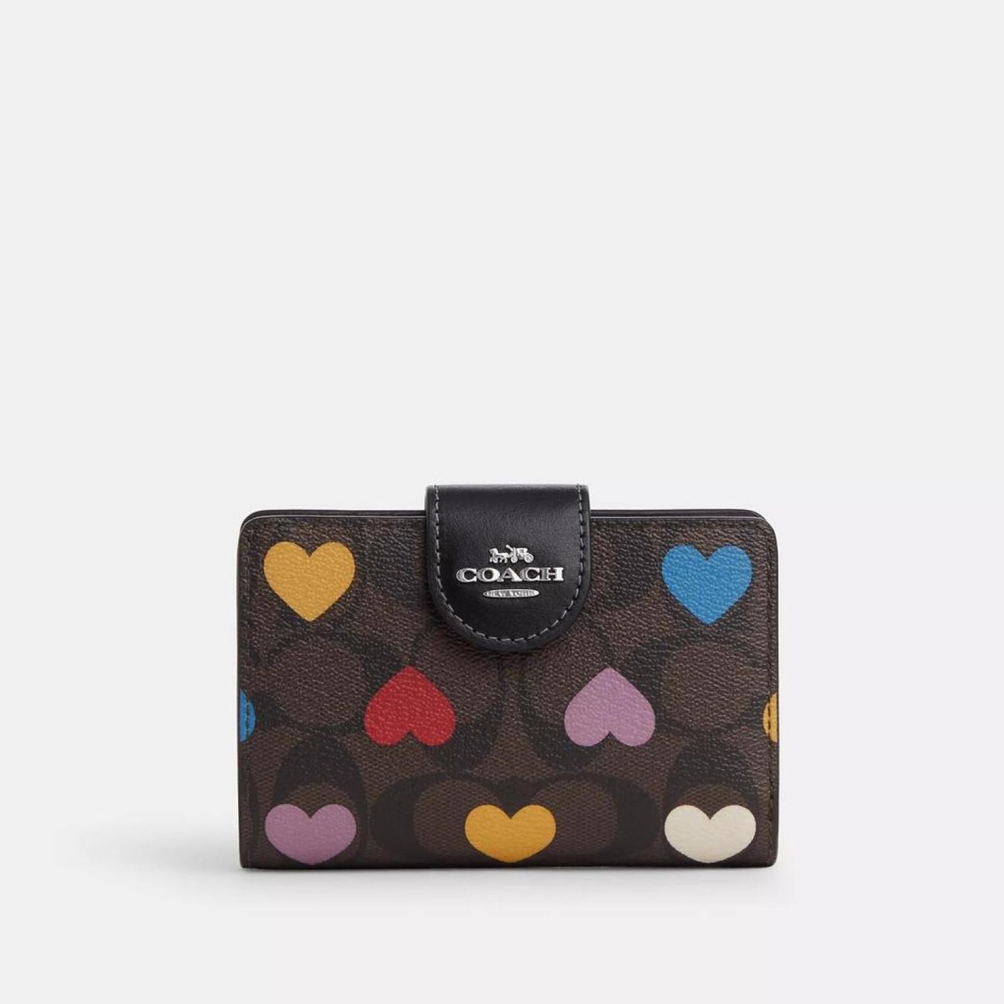 Coach Outlet Medium Corner Zip Wallet In Signature Canvas With Heart Print