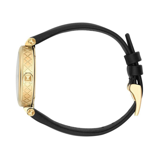 Women's Swiss Diamantissima Black Leather Strap Watch 32mm YA141404