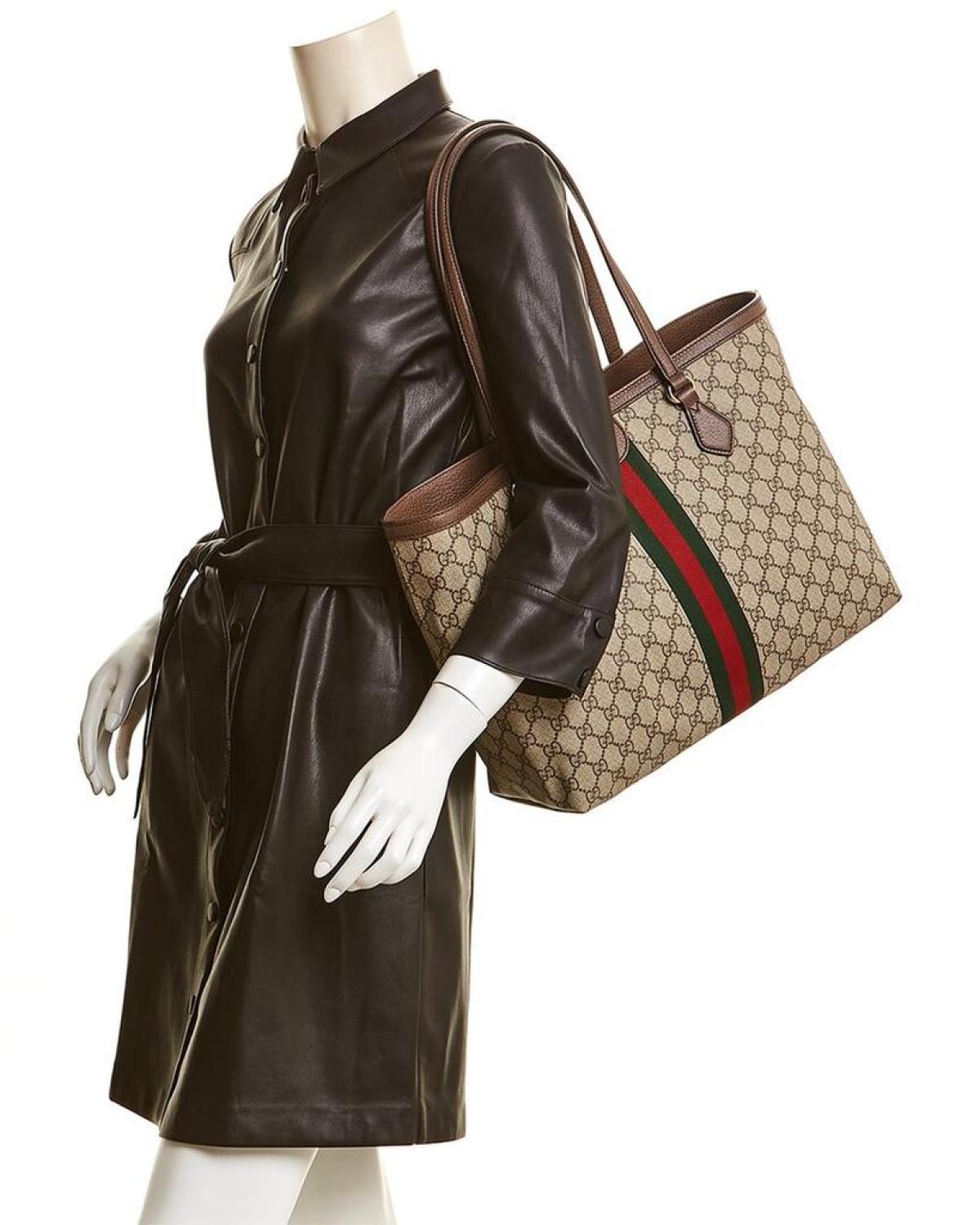 Gucci Ophidia Medium GG Supreme Canvas & Leather Tote