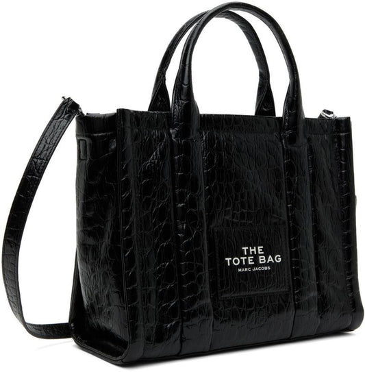 Black Small 'The Croc-Embossed' Tote