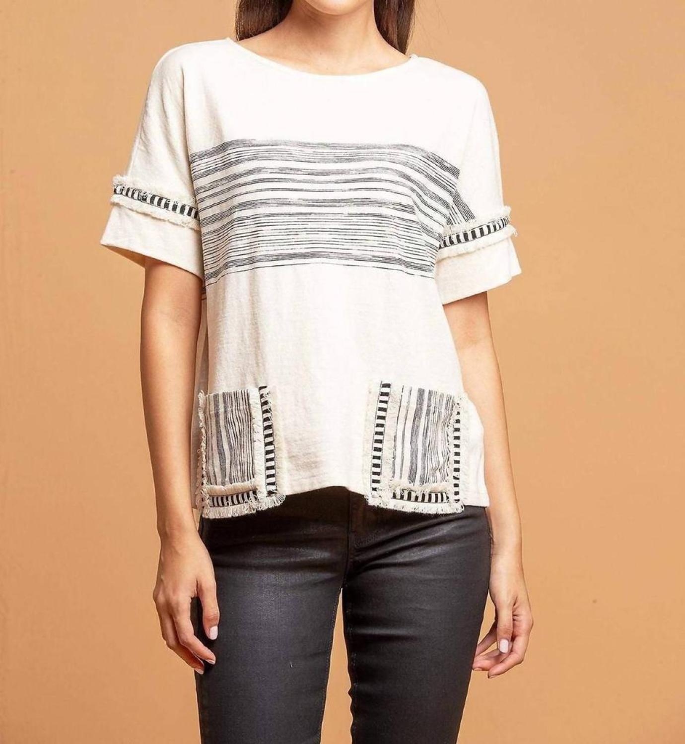 Pocket T-Shirt In Black/white Stripe