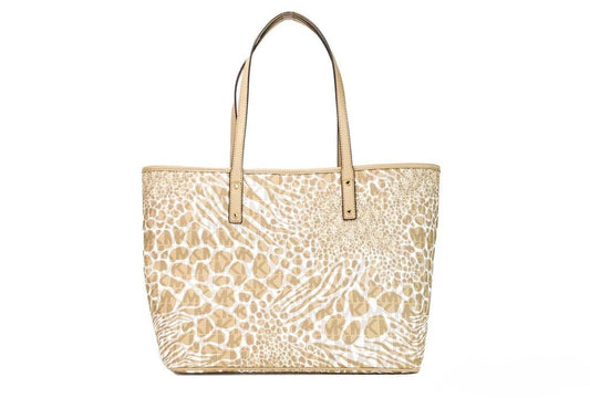 Michael Kors Carter Large Camel Animal Print PVC Open Tote Shoulder Bag Women's Purse