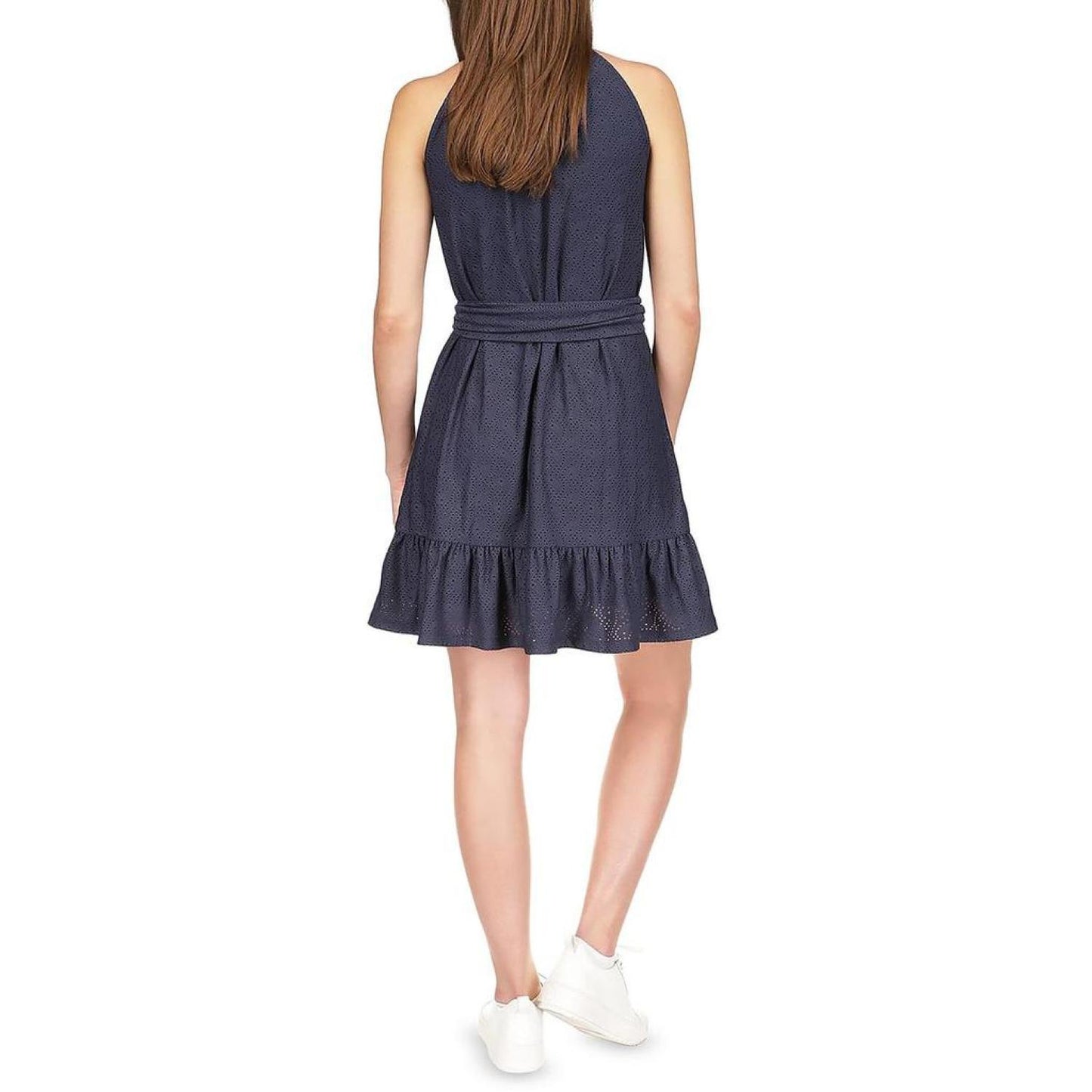 Womens Belted Mini Fit & Flare Dress